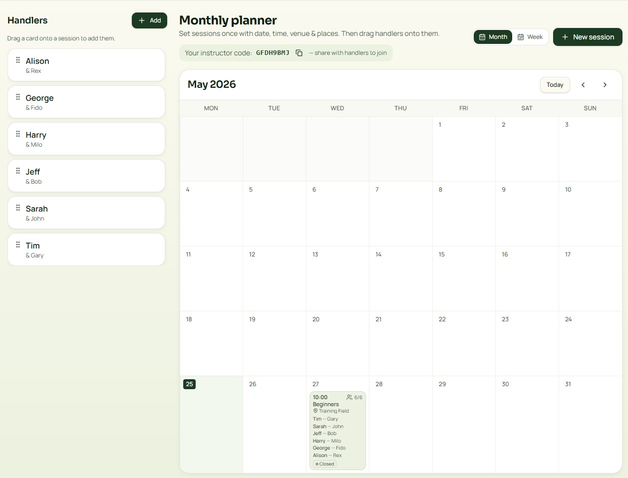 Monthly planner