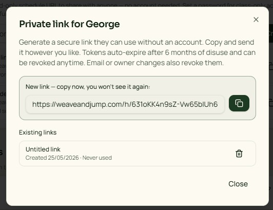 Private handler links